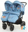 Детская коляска для двойни Mobility One  P5370 Exspress Duo, Мобилити Ван Прогулочная Коляска для двойняшек, коляска для близнецов, для погодок, трехколесная коляска для двойни, цвет голубой джинс